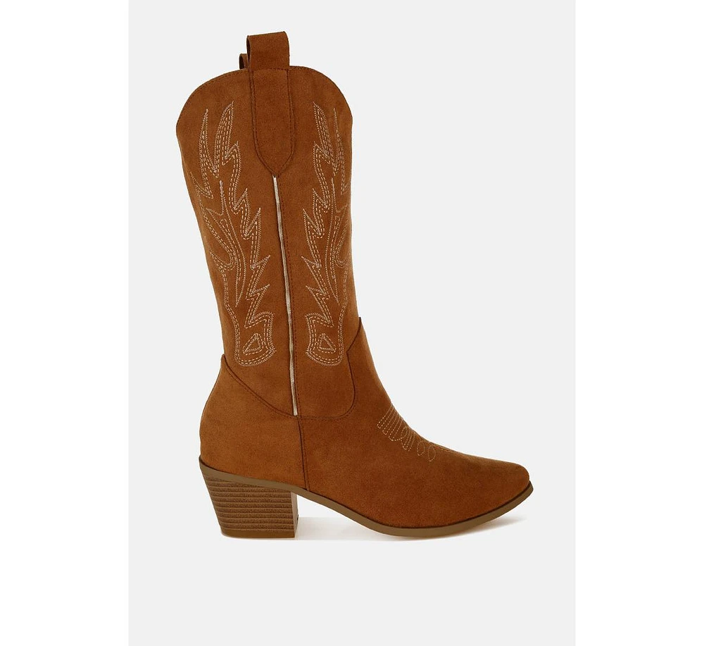 Mae Embroidery Detail Cowboy Boots