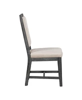 Retro Style Dining Chair Set with 4 Upholstered Chairs for Dining Room and Living Room (Beige+Black