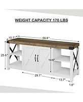 gaomon 59 Inch Tv Stand for Tv up to 50 60 65 Inches, Farmhouse Wood Tv Cabinet Entertainment Center