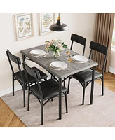 gaomon Dining Table Set, Kitchen Table and Chairs for 4, Table Set with 4 Upholstered Chairs, 5 Piece Dining Table Set,Grey