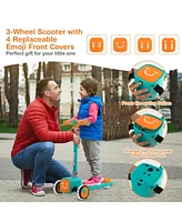 Hongge Folding Adjustable Kids Toy Scooter with Led Flashing Wheels Horn 4 Emoji Covers