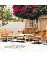 Sugift 4 Pieces Outdoor Acacia Wood Sofa Furniture Set