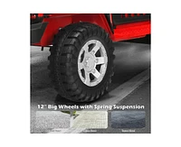 Sugift 12V Kids Remote Control Electric Ride On Truck Car with Lights and Music -Red