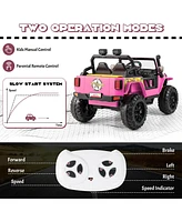 Sugift 12V Ride on Truck with Parent Remote Control and Led Lights-Pink