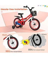 16 Inch Kids Bike with Removable Training Wheels-Red