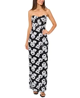 CeCe Women's Sequined Floral Strapless Maxi Dress