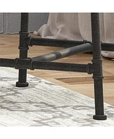 Industrial Counter Stool With Metal Base And Upholstered Seat