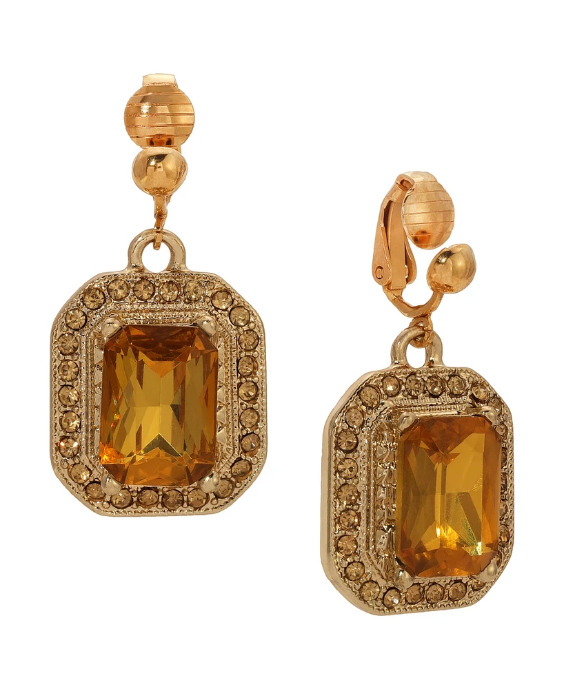 2028 Topaz Acrylic Rectangular Drop Clip Earrings