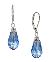 2028 Silver-Tone Crystal Faceted Drop Earrings