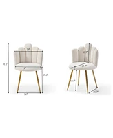 Streamdale Furniture Modern Velvet Dining Chairs Set of 2, Upholstered Woven Dining Chair with Golden Metal Legs, Upholstered Dining Chairs for Dining