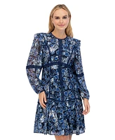 Eliza J Women's Printed Balloon-Sleeve Tiered Mini Dress