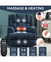 Streamdale Furniture Dual Motor Heat Massage Infinite Position Up to 350 Lbs Electric Power Lift Recliners with Power-Remote, Medium