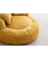 Foam Bean Bag Chairs for Adults/Teens with Filling, Bean Bag Lazy Sofa with Ultra Soft Chenille Cover, Round Bean Bag, Indoor & Outdoor(Yellow)