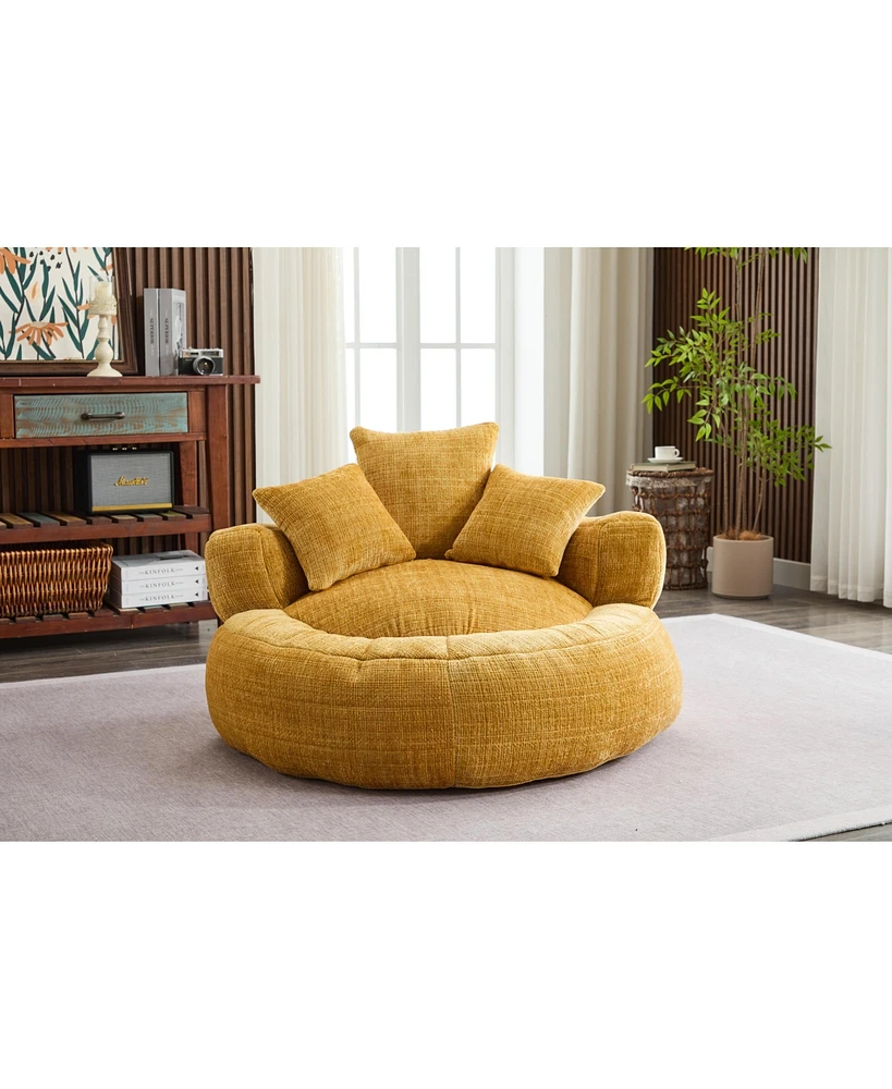 Streamdale Furniture Foam Bean Bag Chairs for Adults/Teens with Filling, Bean Bag Lazy Sofa with Ultra Soft Chenille Cover, Round Bean Bag, Indoor & O