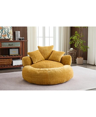 Streamdale Furniture Foam Bean Bag Chairs for Adults/Teens with Filling, Bean Bag Lazy Sofa with Ultra Soft Chenille Cover, Round Bean Bag, Indoor & O