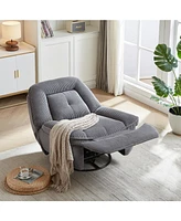 360 Degree Corduroy Swivel Upholstered Manual Recliner Chair, Theater Recliner Sofa, Nursery Glider Rocker for Living Room