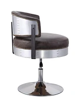 Streamdale Furniture Brancaster Adjustable Chair w/Swivel, Distress Chocolate Top Grain Leather & Chrome