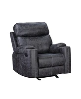 Streamdale Furniture Hirah Motion Glider Recliner, Dark Gray Polish Microfiber