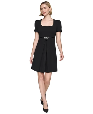 Karl Lagerfeld Paris Women's Rhinestone-Bow Square-Neck Dress