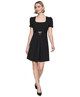 Karl Lagerfeld Paris Women's Rhinestone-Bow Square-Neck Dress