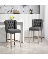 Streamdale Furniture Counter Height Bar Stools Set of 2, 27" Seat Height Upholstered Barstools, Farmhouse Kitchen Island Stools with Nailhead