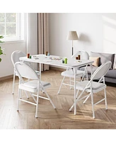 gaomon Folding Table, Portable Folding Card Rectangle Table with Sturdy Metal Frame, Pu Leather Upholstered Foldable Table