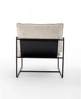 Slickblue Upholstered Hanging Armchair with Arm Pocket and Metal Frame for Relaxed Indoor Seating