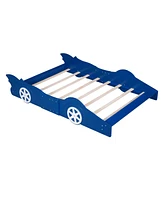 Slickblue Race Car-Shaped Platform Bed with Wheels for Exciting Kids' Bedroom Decor