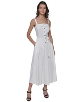 Karl Lagerfeld Paris Women's Button-Front Rope-Belt Maxi Dress