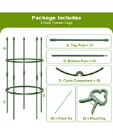 Sugift 3-Pack Garden Trellis 60 Inch Tall Plant Support Stands with Clips and Ties-s