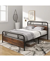 Sugift Queen Size Bed Frame with Industrial Headboard