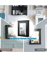 Sugift Wall Mounted Bathroom Mirror Cabinet with 5-level Height-adjustable Shelf-Black