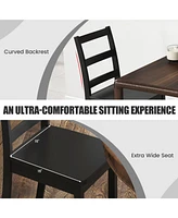 Sugift Set of 2 Wood Dining Chairs with Solid Rubber Wood Legs-Black