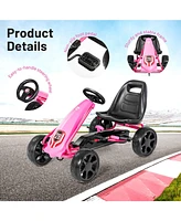 Sugift Kids Ride On Toys Pedal Powered Go Kart Pedal Car-Pink