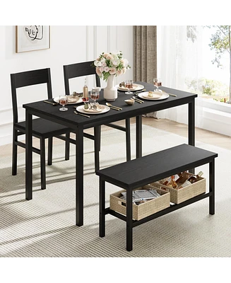 gaomon Dining Table Set for 4, Modern Kitchen Table with 2 Chairs and Bench