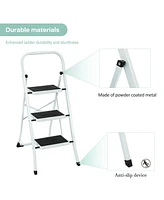 Flynama 3 Step Ladder Folding Step Stool , Lightweight Step Stools for Adults with Anti-Slip Pedal, Portable Steel Handrails Step Ladder Withstanding
