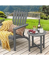 Sugift 18 Inch Round Weather-Resistant Adirondack Side Table-Gray