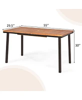 Sugift 55 Inch Patio Acacia Dining Table with Umbrella Hole