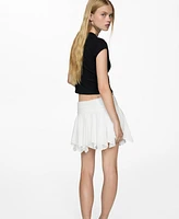 Mango Women's Bows Detail Asymmetrical Mini-Skirt