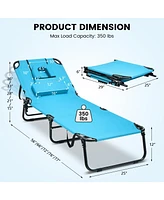 Sugift Beach Chaise Lounge Chair with Face Hole and Removable Pillow-Turquoise