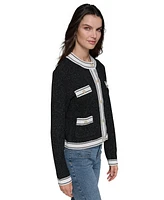 Karl Lagerfeld Paris Women's 4-Pocket Embellished Cardigan