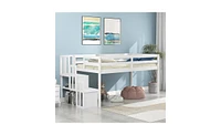 Slickblue Loft Bed with Staircase Space-Saving Design for Kids' Bedrooms with Easy Access