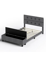Sugift Full Upholstered Bed Frame with Ottoman Storage-Full Size