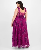 City Studios Plus Sequin Tulle Corset Gown, Created for Macy's