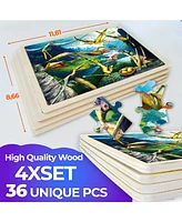 Quokka 4x36 Realistic Wooden Montessori Puzzles for Kids Ages 4-6