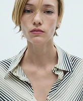Mango Women's Flared Sleeves Striped Shirt