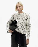 Mango Women's Marbled Openwork Knitted Sweater