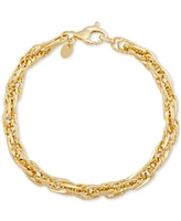 Polished Interlocking Link Bracelet in 14k Yellow Gold