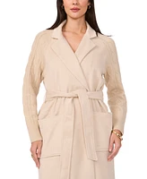 Vince Camuto Women's Cable-Knit-Sleeve Belted Coat