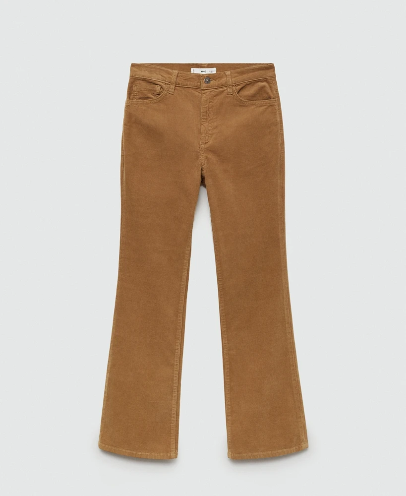 Mango Women's Flare Crop Corduroy Pants